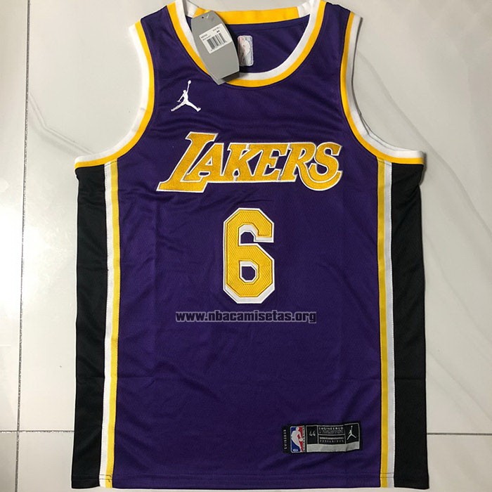 Camiseta Los Angeles Lakers LeBron James NO 6 Statement 2020-21 Violeta